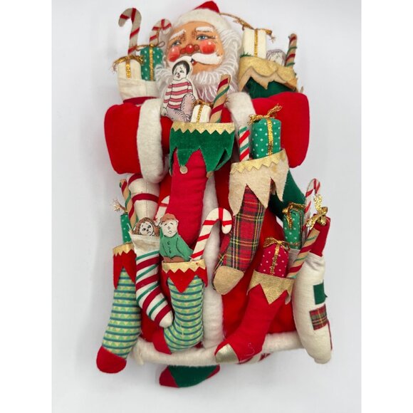 Vintage Santa Clause Ornament Hand Painted With Stockings Gift Box Candy Canes D - Picture 1 of 7